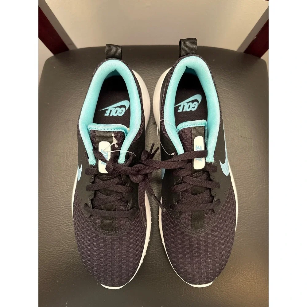 Nike Roshe Golf Shoes Women Size 7 Black Aqua Lightweight Spiked Cleats